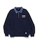 DENIM COLLAR HALF ZIP SWEATSHIRT