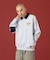 DENIM COLLAR HALF ZIP SWEATSHIRT