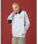 DENIM COLLAR HALF ZIP SWEATSHIRT
