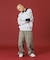 DENIM COLLAR HALF ZIP SWEATSHIRT