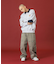 DENIM COLLAR HALF ZIP SWEATSHIRT