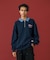 DENIM COLLAR HALF ZIP SWEATSHIRT