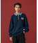 DENIM COLLAR HALF ZIP SWEATSHIRT