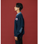 DENIM COLLAR HALF ZIP SWEATSHIRT