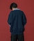 DENIM COLLAR HALF ZIP SWEATSHIRT