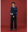 DENIM COLLAR HALF ZIP SWEATSHIRT