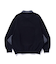 DENIM COLLAR HALF ZIP SWEATSHIRT
