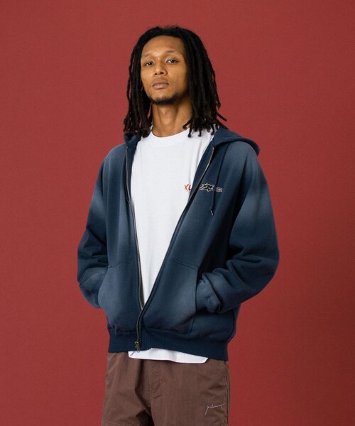SPRAY DYED ZIP UP HOODED SWEATSHIRT｜エクストララージの通販｜&mall