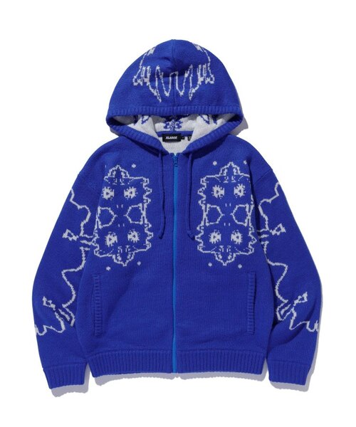 JACQUARD FUZZY ZIP UP HOODED SWEATER｜エクストララージの通販