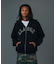 CAMO PATCH ZIP UP HOODED SWEATSHIRT