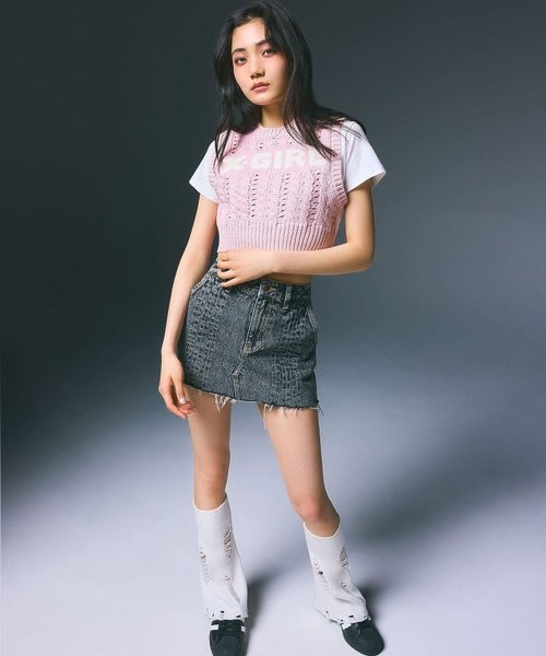 SLEEVELESS CABLE KNIT TOP｜エックスガールの通販｜&mall（アンド