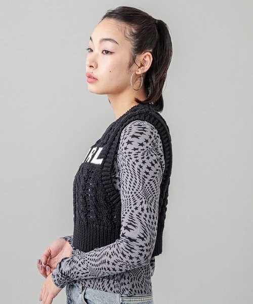 SLEEVELESS CABLE KNIT TOP｜エックスガールの通販｜&mall