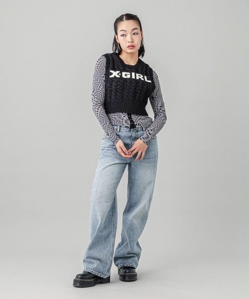 SLEEVELESS CABLE KNIT TOP｜エックスガールの通販｜&mall