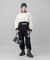 WOVEN CROPPED CREWNECK TOP