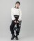 WOVEN CROPPED CREWNECK TOP