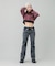 WOVEN CROPPED CREWNECK TOP