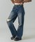 LOW RISE DISTRESSED DENIM PANTS