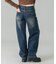 LOW RISE DISTRESSED DENIM PANTS