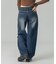 LOW RISE DISTRESSED DENIM PANTS