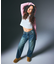 LOGO PATCH WIDE TAPERED DENIM PANTS
