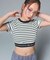 LOGO AND STRIPE CROPPED S/S TOP