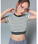 LOGO AND STRIPE CROPPED S/S TOP
