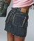 DISTRESSED DENIM MINI SKIRT