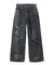 DISTRESSED LOOSE STRAIGHT DENIM PANTS