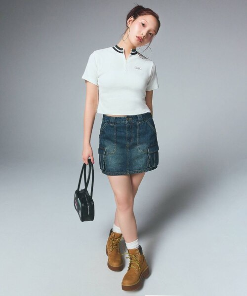 トップス jepy STRIPED RIB HALF ZIP TOP｜エックスガールの通販｜&mall