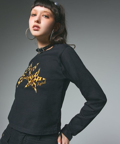 LEOPARD STAR L/S BABY TEE｜エックスガールの通販｜&mall