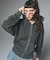 LOGO PATCH PIGMENT DYED ZIP UP SWEAT HOODIE