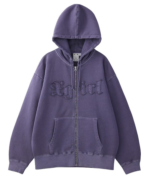 LOGO PATCH PIGMENT DYED ZIP UP SWEAT HOODIE｜エックスガール