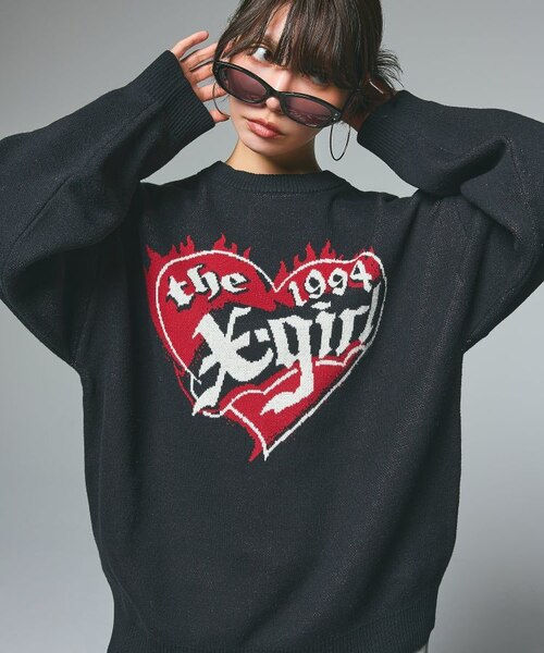 HEART LOGO JACQUARD KNIT TOP｜エックスガールの通販｜&mall