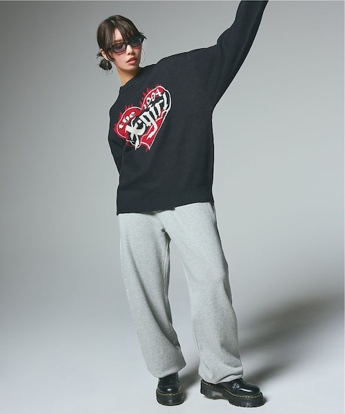 ♡ページ‪ HEART LOGO JACQUARD KNIT TOP｜エックスガールの通販｜&mall