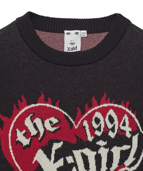 ‪‪❤︎‬ページ HEART LOGO JACQUARD KNIT TOP｜エックスガールの通販｜&mall