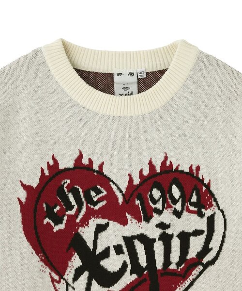 ‪‪❤︎‬ページ HEART LOGO JACQUARD KNIT TOP｜エックスガールの通販｜&mall
