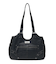 METAL LABEL FAUX LEATHER BAG