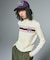 NUMBERING JACQUARD ZIP UP KNIT TOP