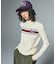 NUMBERING JACQUARD ZIP UP KNIT TOP