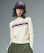 NUMBERING JACQUARD ZIP UP KNIT TOP