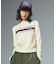 NUMBERING JACQUARD ZIP UP KNIT TOP
