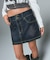 FLOCKED DENIM MINI SKIRT