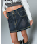 FLOCKED DENIM MINI SKIRT