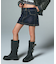 FLOCKED DENIM MINI SKIRT