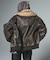 EMBOSSED LOGO PATCH DISTRESSED FAUX LEATHER JACKET