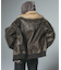 EMBOSSED LOGO PATCH DISTRESSED FAUX LEATHER JACKET