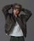 EMBOSSED LOGO PATCH DISTRESSED FAUX LEATHER JACKET