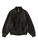 EMBOSSED LOGO PATCH DISTRESSED FAUX LEATHER JACKET
