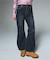 FLOCKED DENIM FLARE PANTS