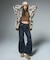 FLOCKED DENIM FLARE PANTS